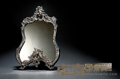 洛可可风格纯银小天使饰梳妆镜 高：53cm 宽：37cm