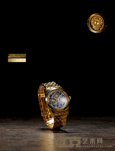 欧米茄（OMEGA）18K黄金镂空双面背透万年历男士腕表 表径：34mm