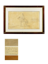 1873年 拿破仑四世的素描作品《轻骑兵军官与士兵》