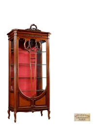 十九世纪制 梅森·克里格（Maison Krieger）路易十六风格立体花环饰胡桃木展示柜