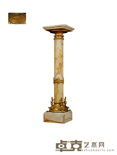 十九世纪制 铜鎏金硕果饰白理石底座 高：116cm 台面：30×30cm