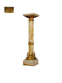 十九世纪制 铜鎏金硕果饰白理石底座