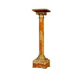 十九世纪制 铜鎏金镶嵌卷叶纹饰花理石底座