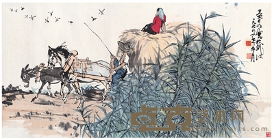 黄 胄 丰收运粮图 138×69.5cm