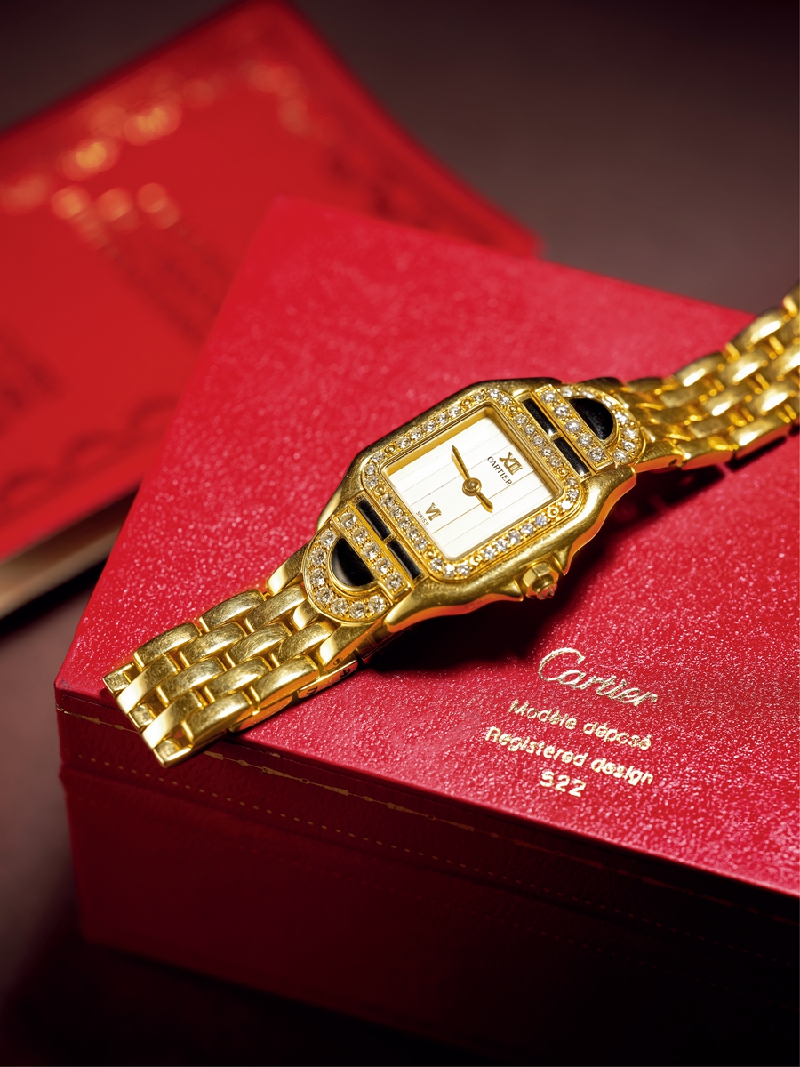 卡地亚（Cartier）18K金镶钻机械表（约1980年）