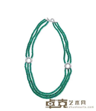 祖母绿三排珠链 48cm
