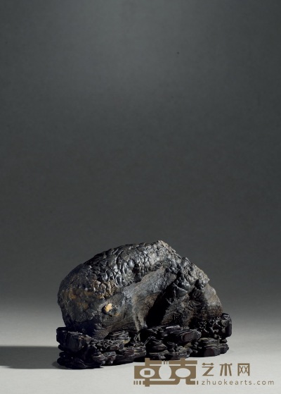 清·珍珠灵璧石供石摆件 带座高：17cm 带座长：26.5cm