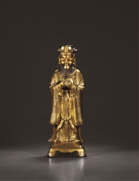 明·铜鎏金文官立像