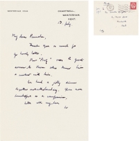 丘吉尔  致初恋情人提及私人科学顾问过世的亲笔信