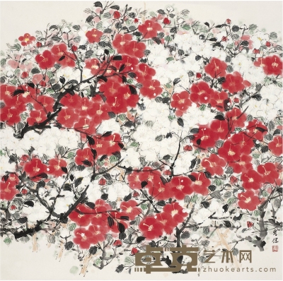柳学健  倾国名花图 66.5×66.5cm