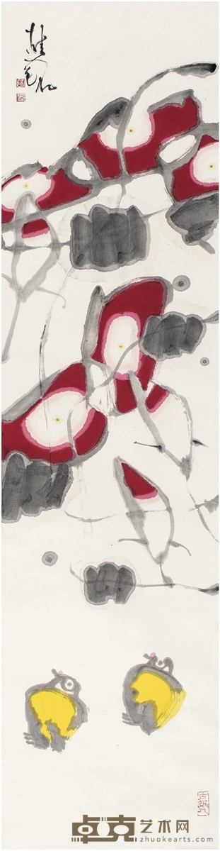 张桂铭  红叶小鸟图 137×35.5cm