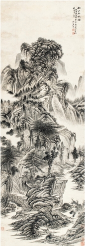 吴 历 秋山行旅图 