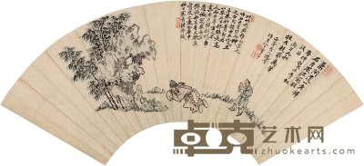 杨 晋  拜石图 52.5×17.5cm