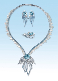 “植物”珍珠海蓝宝石套装