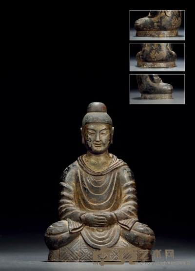 明·犍陀罗式释迦摩尼铜坐像 高：25cm