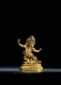 清·铜鎏金玛哈噶拉坐像