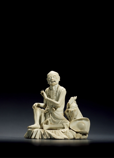 清康熙·白瓷雕罗汉坐像