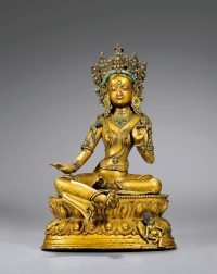 18世纪·铜鎏金嵌绿松石佛母坐像