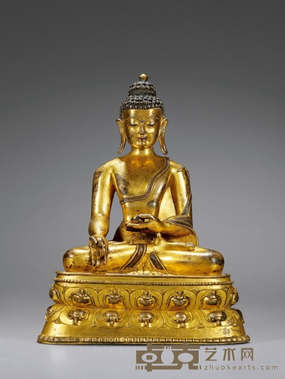 14世纪·铜鎏金药师佛坐像 高：24.3cm
