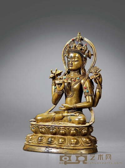 15世纪·合金铜般若佛母坐像 高：21.9cm