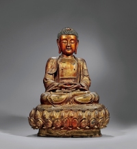 明·铜漆金阿弥陀佛坐像