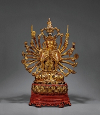 明·铜漆金准提菩萨坐像