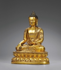 清乾隆·铜鎏金释迦坐像