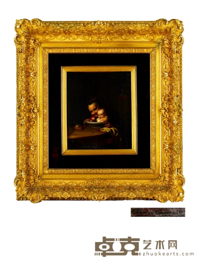 约翰-乔治-迈耶-凡 布勒曼 沐浴的婴儿  画面高：24 cm 宽：20 cm
画框高：56 cm 宽：52 cm