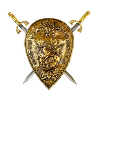 十九世纪制 双剑盾牌铜挂壁