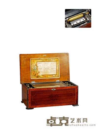 十九世纪制 瑞士单轴八音盒 长：53cm 宽：32cm 高：23cm