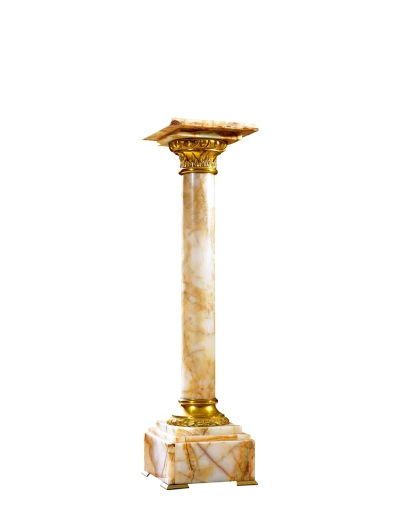 十九世纪制 铜鎏金花叶饰理石底座