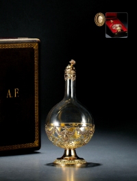 十九世纪制 奥迪欧（Odiot）银鎏金水晶酒壶