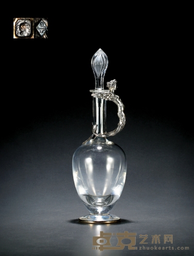 1870年制 奥迪欧（Odiot）纯银美人鱼水晶酒壶 高：36cm 重量：约1581g