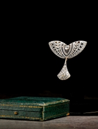爱德华时期 铂金镂空蕾丝风格钻石胸针