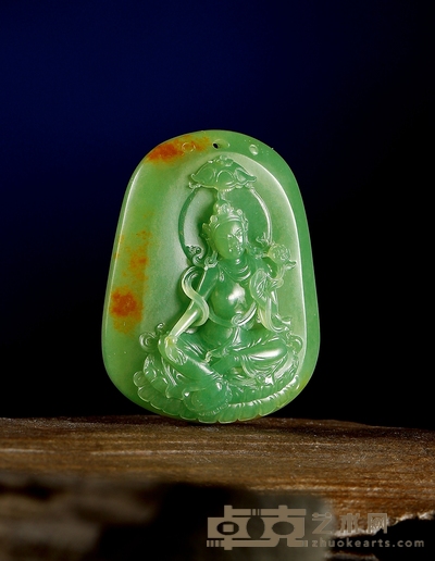 张永来 绿度母 析木玉牌 49×38×11mm
重量：30.8g
