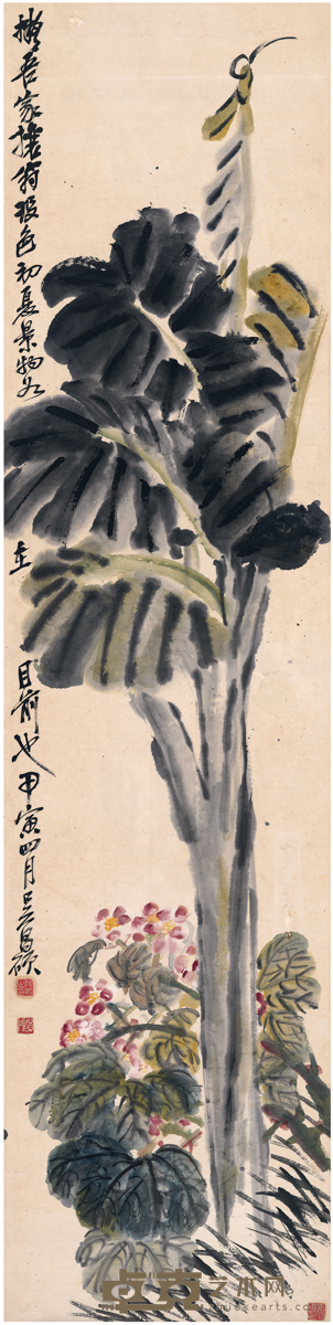吴昌硕 芭蕉图 137.5×34cm    