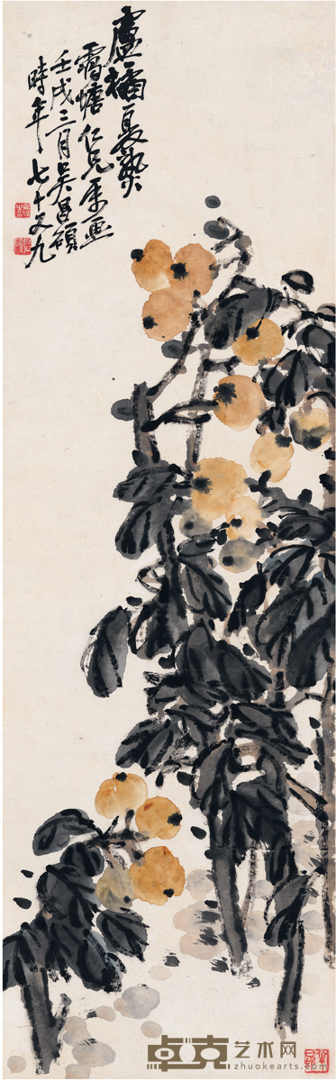 吴昌硕 卢橘夏熟图 106×33cm