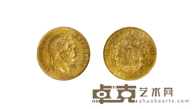 清·1862年法国拿破仑三世金币 直径：34mm
数量：1