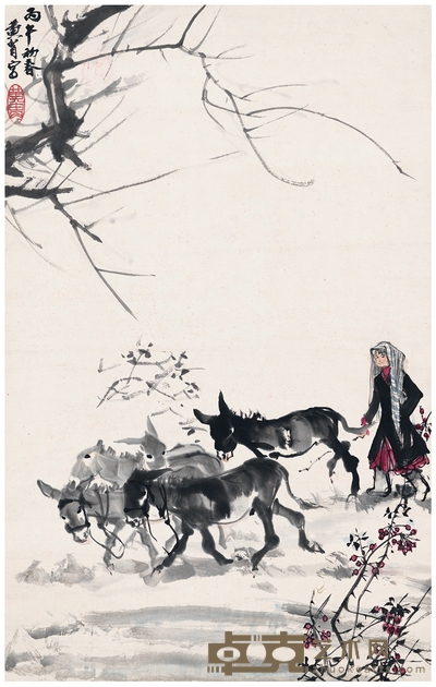 黄胄 少女牧驴图 67.5×42.5cm