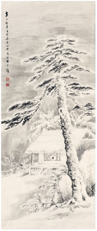 黄君璧  松窗雪景图