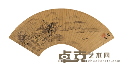 王问 山居泛游图 53.5×18cm