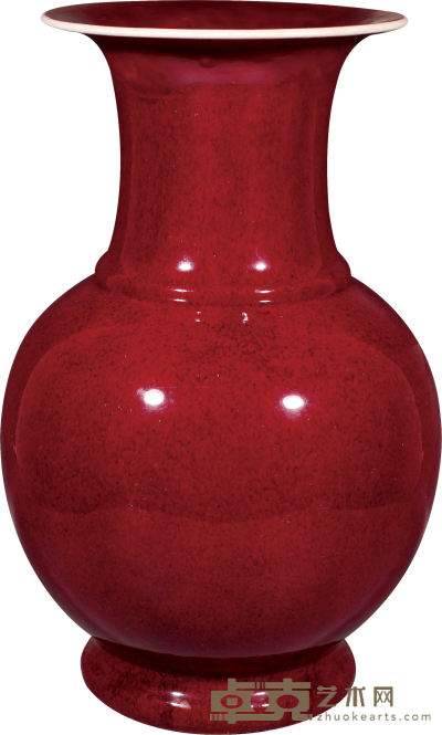 清·雍正霁红釉赏瓶 H:40