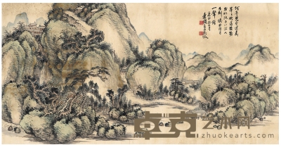 吴 征 深林梵宇图 97.5×50cm   