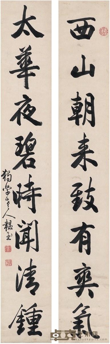 石韫玉 行书  八言联 104.5×15.5cm×2
