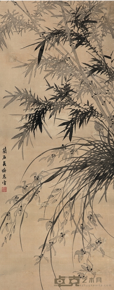 吴焕采  兰竹图 89.5×35cm