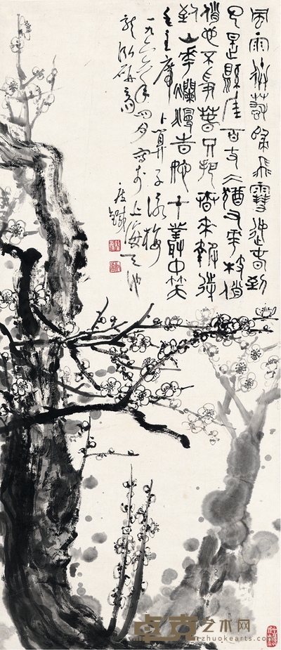 钱瘦铁 古梅图 88×38.5cm