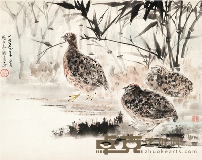 张大壮 为蒋风白作 三喜图 44×35cm