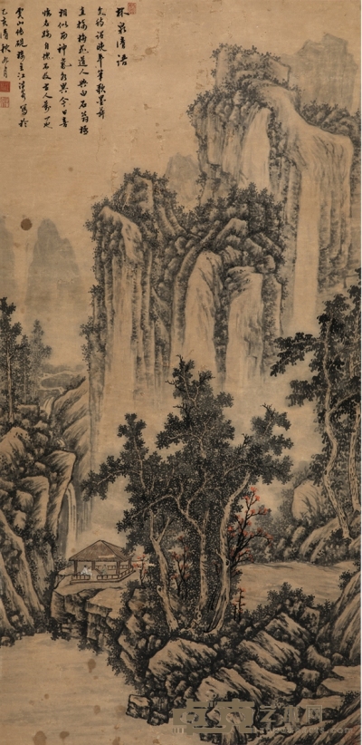 江洪泉 林泉清语图 133.5×65cm