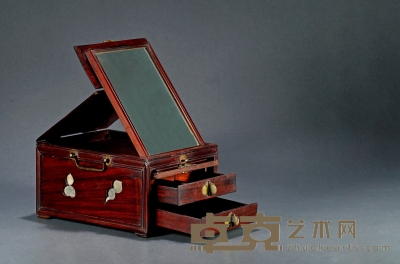清朝末年制 欧洲回流红木梳妆盒 长：29cm 宽：22cm 高：16cm