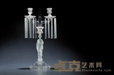 二十世纪制 巴卡拉（BACCARAT）女神饰水晶烛台 底部直径：15cm 高：45cm